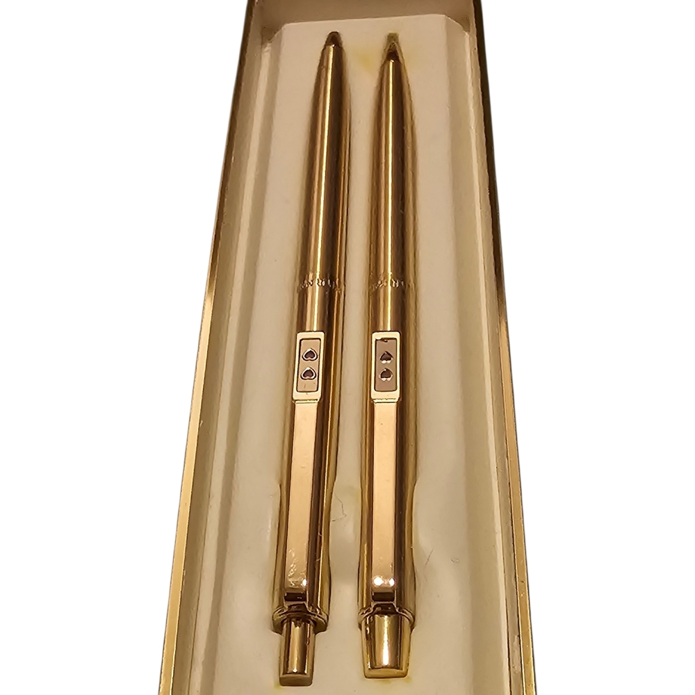 1960s Rare Vintage Papers Mate Gold Plated Pen Pencil Set